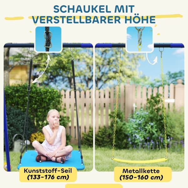 Rootz Swicken 3 -Child Swing Set - Outdoor Playset - Garden Swings - Holdbar stålramme - 365 cm x 180 cm x 184 cm