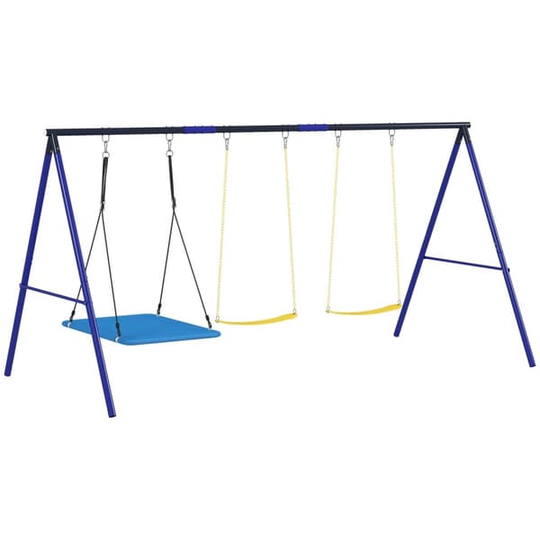 Rootz Swicken 3 -Child Swing Set - Outdoor Playset - Garden Swings - Holdbar stålramme - 365 cm x 180 cm x 184 cm