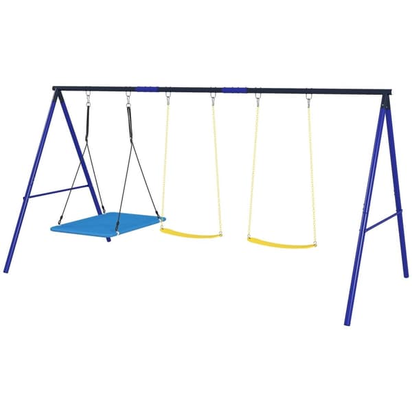 Rootz Swicken 3 -Child Swing Set - Outdoor Playset - Garden Swings - Holdbar stålramme - 365 cm x 180 cm x 184 cm