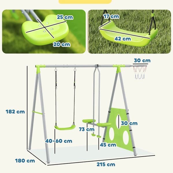 Rootzin lasten ulkokavere - Kids Swings - Leikkikenttäsarja - Sääkestävä - 215 cm x 180cm x 182 cm