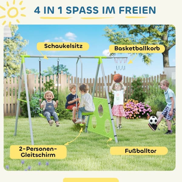 Rootzin lasten ulkokavere - Kids Swings - Leikkikenttäsarja - Sääkestävä - 215 cm x 180cm x 182 cm