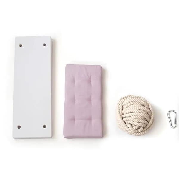 Barnhängande repträdgårdssoffa, 50x18x3,5 cm trästol, 5 meter rep, 50 kg belastningskapacitet,Rosa