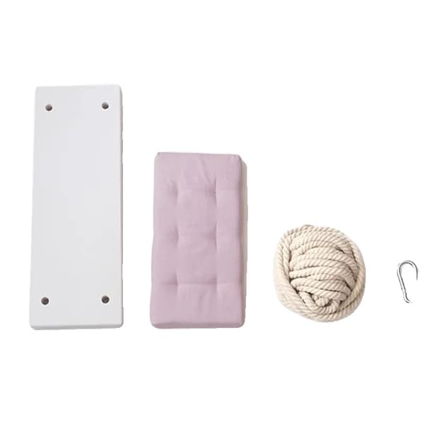 Barnhängande repträdgårdssoffa, 50x18x3,5 cm trästol, 5 meter rep, 50 kg belastningskapacitet,Rosa
