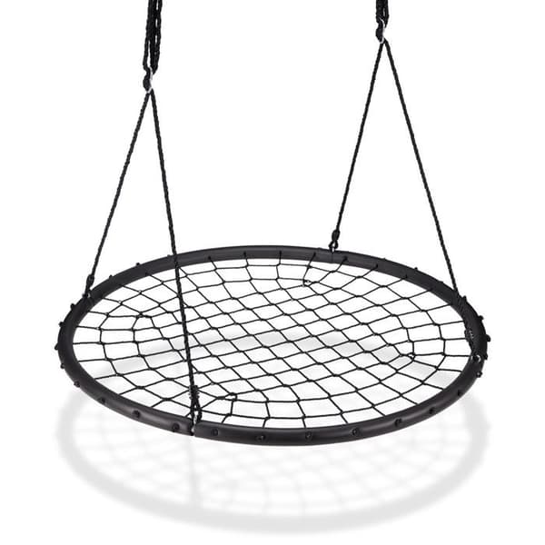 Relaxdays Bird's Nest Swing Mesh 120 cm Hängande Justerbar Barn Vuxen Utomhus Trädgård 150 kg, Svart