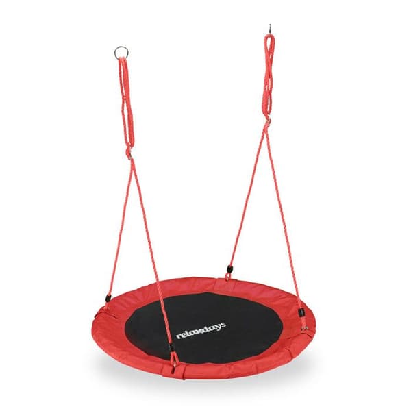 Relaxdays Rund hängande fågelnäste 90 cm för barn och vuxna utomhus Ø 90 cm, 100 kg, röd