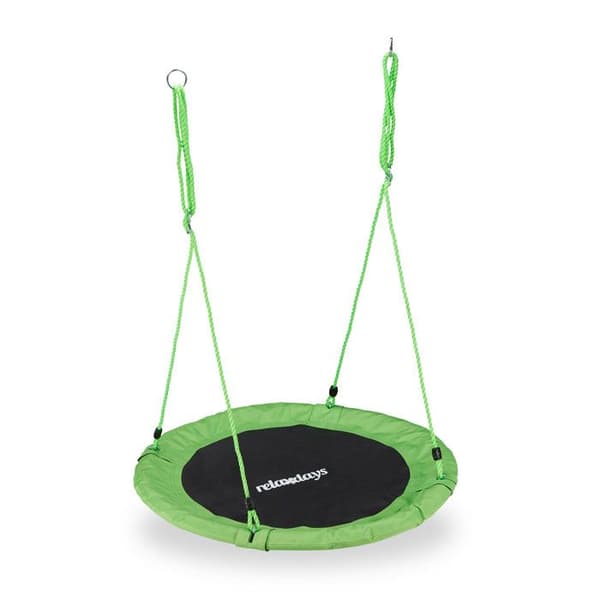 Relaxdays Rund fågelbo gunga 90 cm för upphängning barn vuxen trädgård utomhus Ø 90 cm, 100 kg, grön
