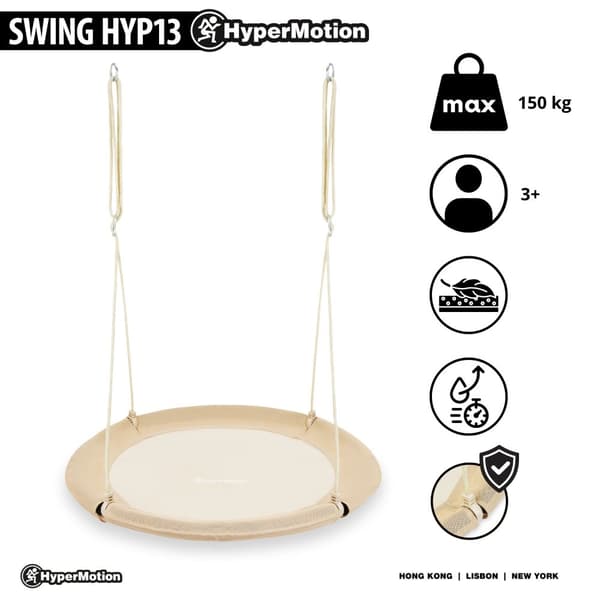 Hänggunga Boho HyperMotion Ø100 cm – Robust gunga för barn och vuxna, maxvikt 150 kg, snabb montering