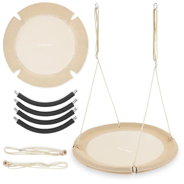 Hänggunga Boho HyperMotion Ø100 cm – Robust gunga för barn och vuxna, maxvikt 150 kg, snabb montering Beige