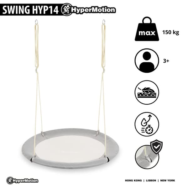 Hänggunga Boho HyperMotion Ø100 cm – Robust gunga för barn och vuxna, maxvikt 150 kg, snabb montering