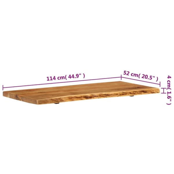 vidaXL Kylpyhuoneen peilipöydän levy täysi akaasiapuu 114x52x4 cm - Pesuallastarvikkeet