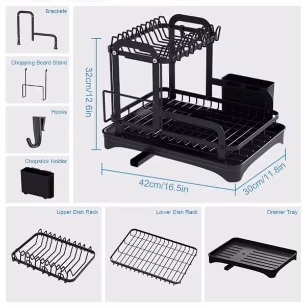 Diskställ, 2-nivådesign, metallkonstruktion,2-nivå, svart