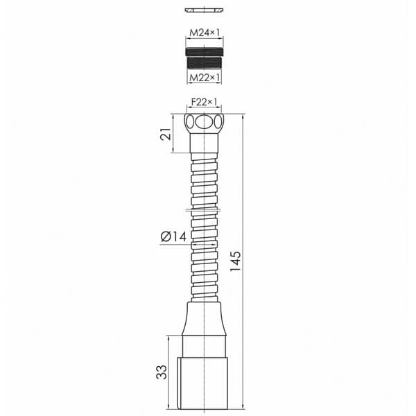 Tofunktionslufter, lang, fleksibel, sort F22/M24