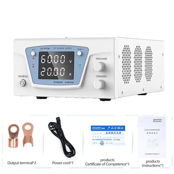 Stabiliseret Strømforsyning, Justerbar Spænding, Digitalt Display, 60V 20A, 220V