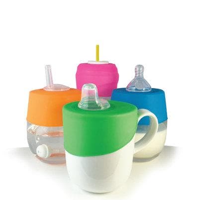 Clip´n Sip för barn - överdrag av silikon till glas eller mugg (2-pack) Orange & rosa