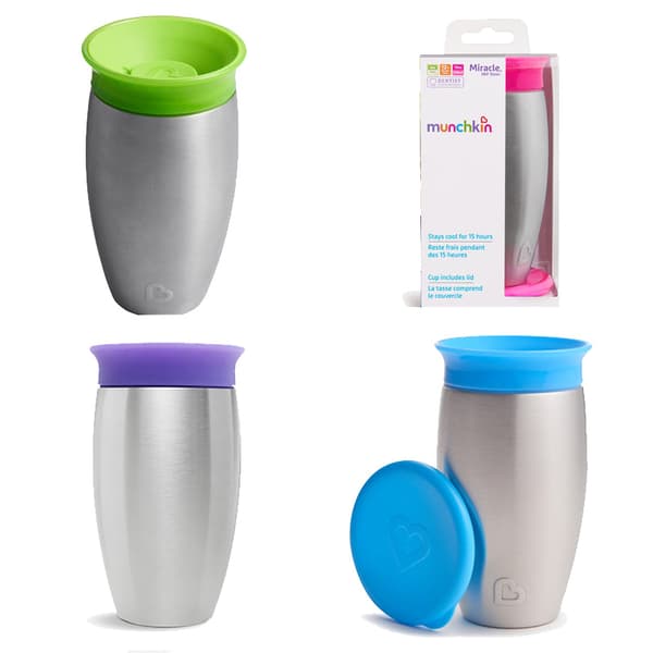 Munchkin Miracle 360 Stainless Steel Sippy Cup 296ml All 4 Supplied