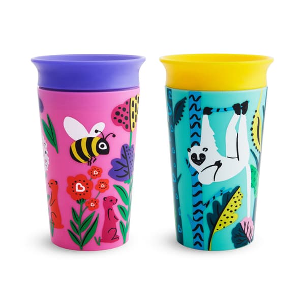 Munchkin Miracle 360 Sippy Cup Wild Love Bee Lemur 266ml 2Pk