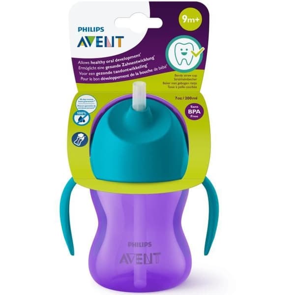 PHILIPS AVENT SCF796/02 Halmkopp - 200ml - 9 månader+ - Flexibelt sugrör - Läcksäker öppning - Lätt att rengöra