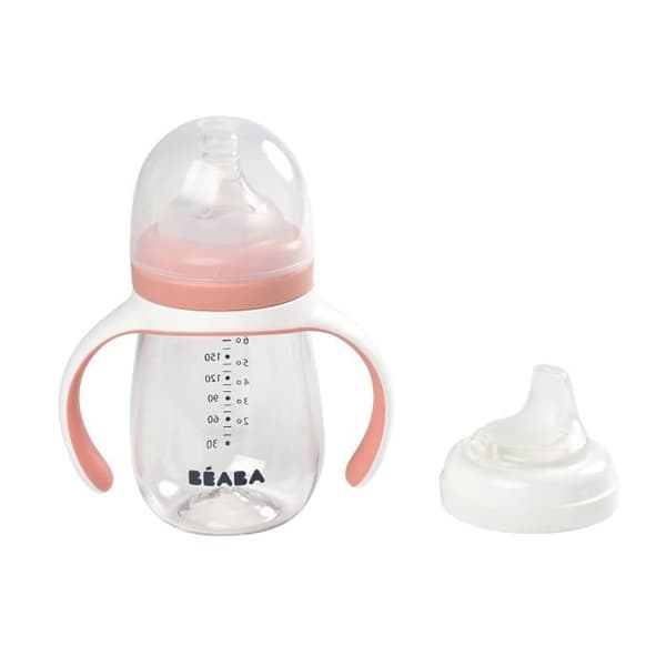 Béaba 2in1 Learning Nappflaskkopp Rosa 210ml