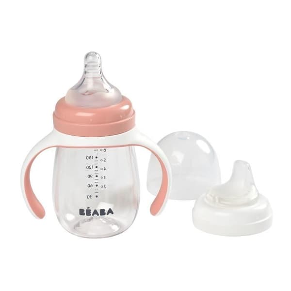 Béaba 2in1 Learning Nappflaskkopp Rosa 210ml