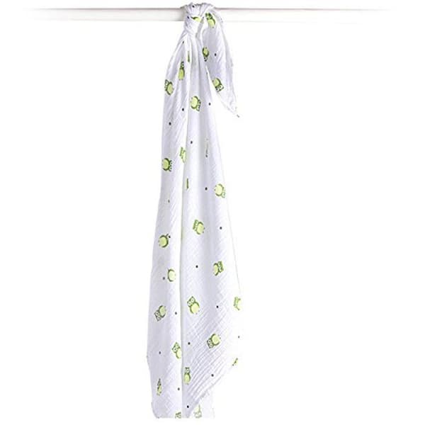 Muslin Swaddle - Grön uggla - Lulujo - 120x120 cm - Grön - Blandat
