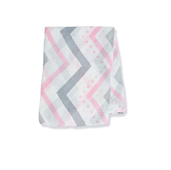 Rosa Chevron bambu swaddle 120x120 cm - Lulujo - Mjukhet och mångsidighet - Girl