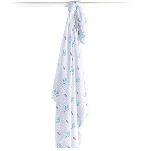 Aqua Hippo bomullsmuslin linda 120x120 cm - Lulujo - Blandat - Vit