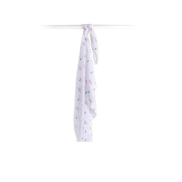 Muslin Swaddle - Lulujo - Rosa Hippo - 100% bomull - 120x120 cm