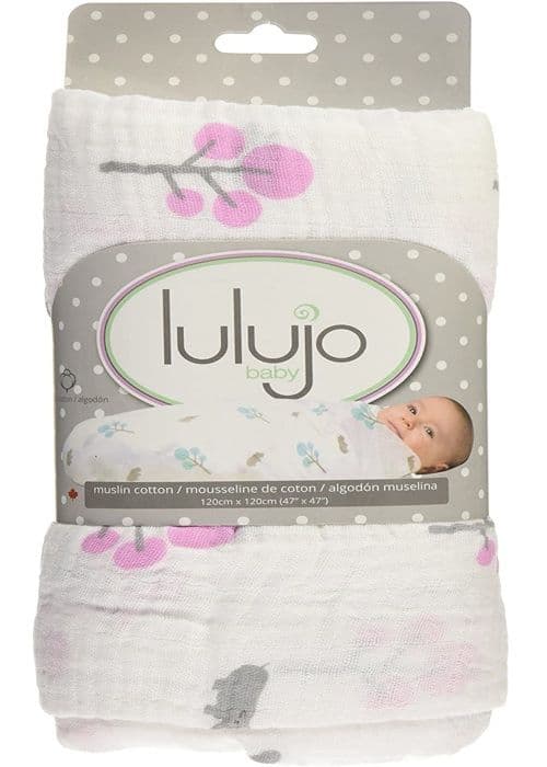 Muslin Swaddle - Lulujo - Rosa Hippo - 100% bomull - 120x120 cm