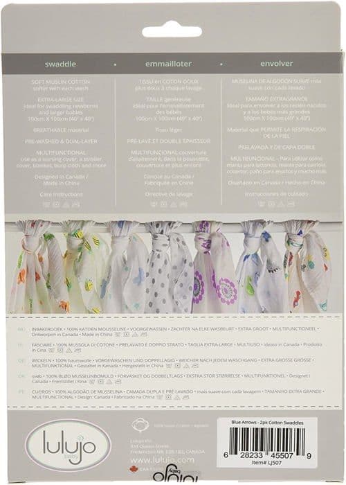 Muslin swaddle - Blue Arrows - Förpackning om 2 - 100x100 cm - 100% bomull