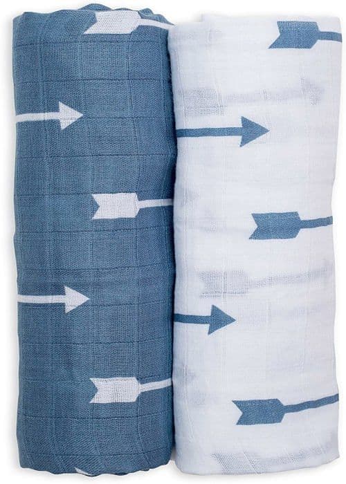 Muslin swaddle - Blue Arrows - Förpackning om 2 - 100x100 cm - 100% bomull