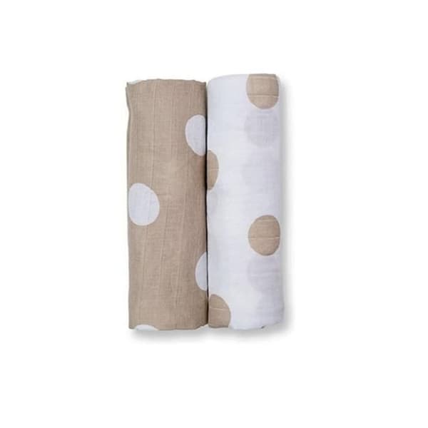 Muslin swaddle pack om 2 - taupe prickar - Vit - Blandat