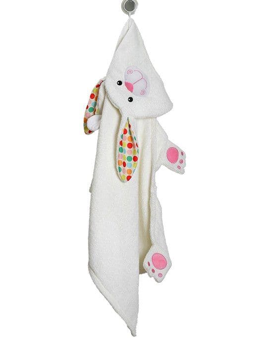 Badkappa för barn - Bella - Kanin - 130x55 cm - Vit - Bomull