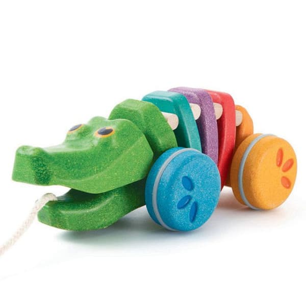 Plan Toys - Rainbow pull-along alligator - BYXA