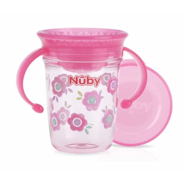 Nûby - 360° Tritan™ Magic Cup med handtag - Rosa - 240ml - 6 månader