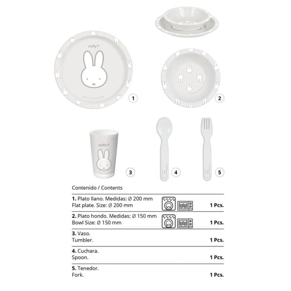 Lasten astiasto Miffy Niebla (5 Kappaletta)