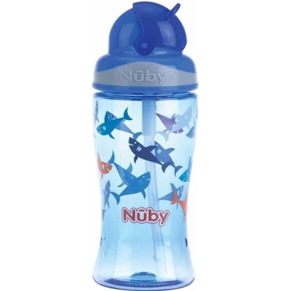 Nuby Straw Cup +3 år 360ml Blue Shark