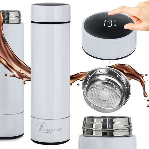Tass med näbb - mugg - lärandeglas Extralink - MUG-SMART500 VIT - LED TERMISK TASS VIT