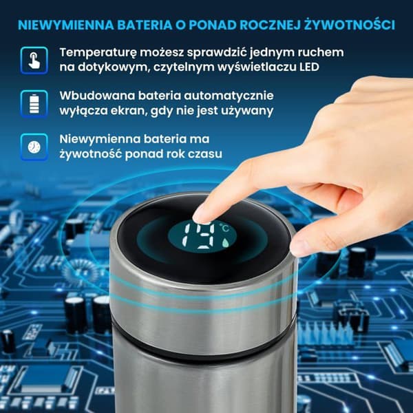 Tasse med näbb - kopp - lärandeglas Extralink - MUG-SMART500 SILVER - LED TERMISK KOPP SILVER
