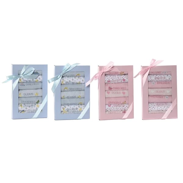 Ruokalappusetti Home ESPRIT Pinkki Taivaansininen Puuvilla 19 x 29 x 3 cm (4 osaa)