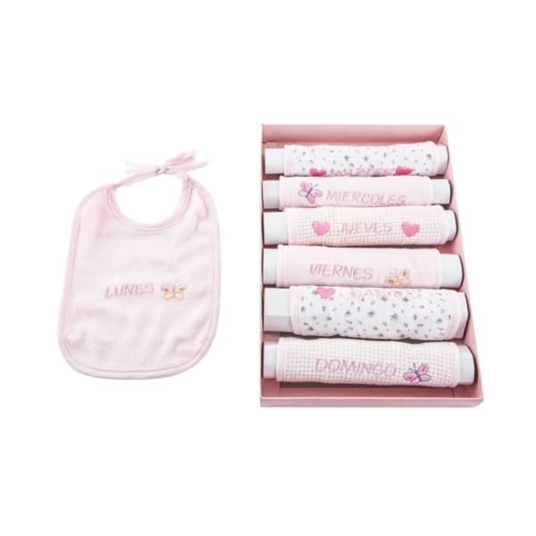 Sæt med hagesmækker Home ESPRIT Blå Pink Bomuld 19 x 29 x 3 cm (4 enheder)
