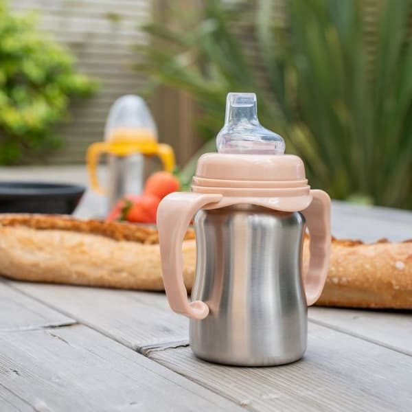 Lärande kopp - THERMOBABY - Rostfritt stål - 180 ml - Persika - Ergonomisk och läcksäker