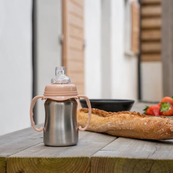 Lärande kopp - THERMOBABY - Rostfritt stål - 180 ml - Persika - Ergonomisk och läcksäker