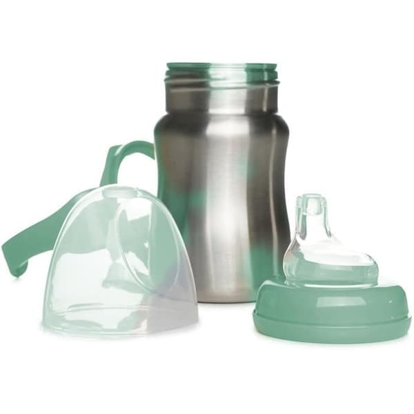 Lärande mugg - THERMOBABY - Rostfritt stål - 180 ml - Grön kaktus - Ergonomisk och läcksäker