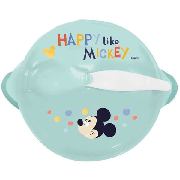 Sugebol - THERMOBABY - Antiglidande - Med lock och sked - Mickey Cool