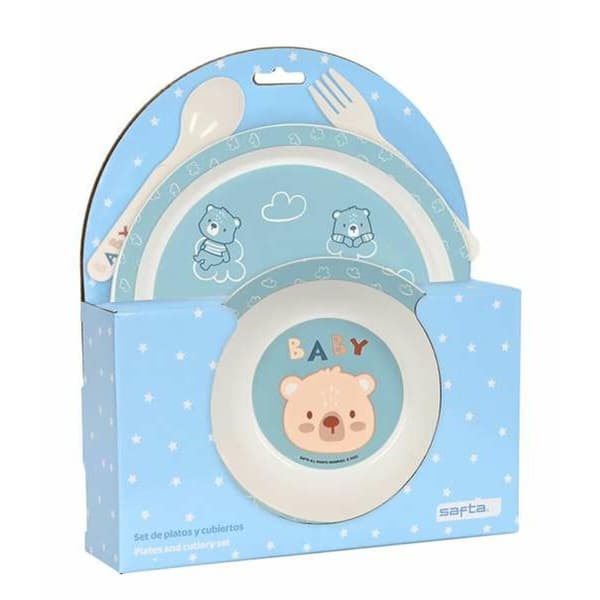 Barnservis set Safta Baby bear Polyuretan Blå 4 Delar