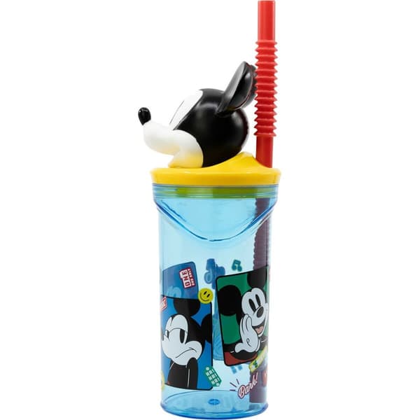 Glasset med Sugerør Mickey Mouse CZ11336 3D Blå