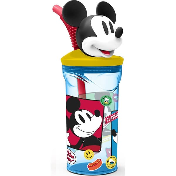 Glasset med Sugerør Mickey Mouse CZ11336 3D Blå