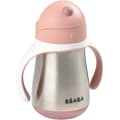 Miniatyrbild 4 av 6: BEABA, 2-i-1 nappflaska i rostfritt stål/inlärningskopp/babyflaska, halmkopp för barn, 100 % läckagesäker, läcksäker, 250 ml, rosa