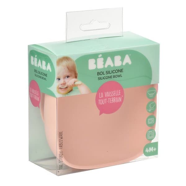 BEABA sugskål i silikon - Rosa - För bebisar från 6 månader och uppåt - Halkfri och ergonomisk
