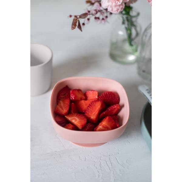 BEABA sugskål i silikon - Rosa - För bebisar från 6 månader och uppåt - Halkfri och ergonomisk